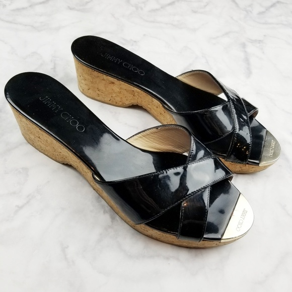 Jimmy Choo Shoes - Jimmy Choo|Black Panna Cork Heel Slides